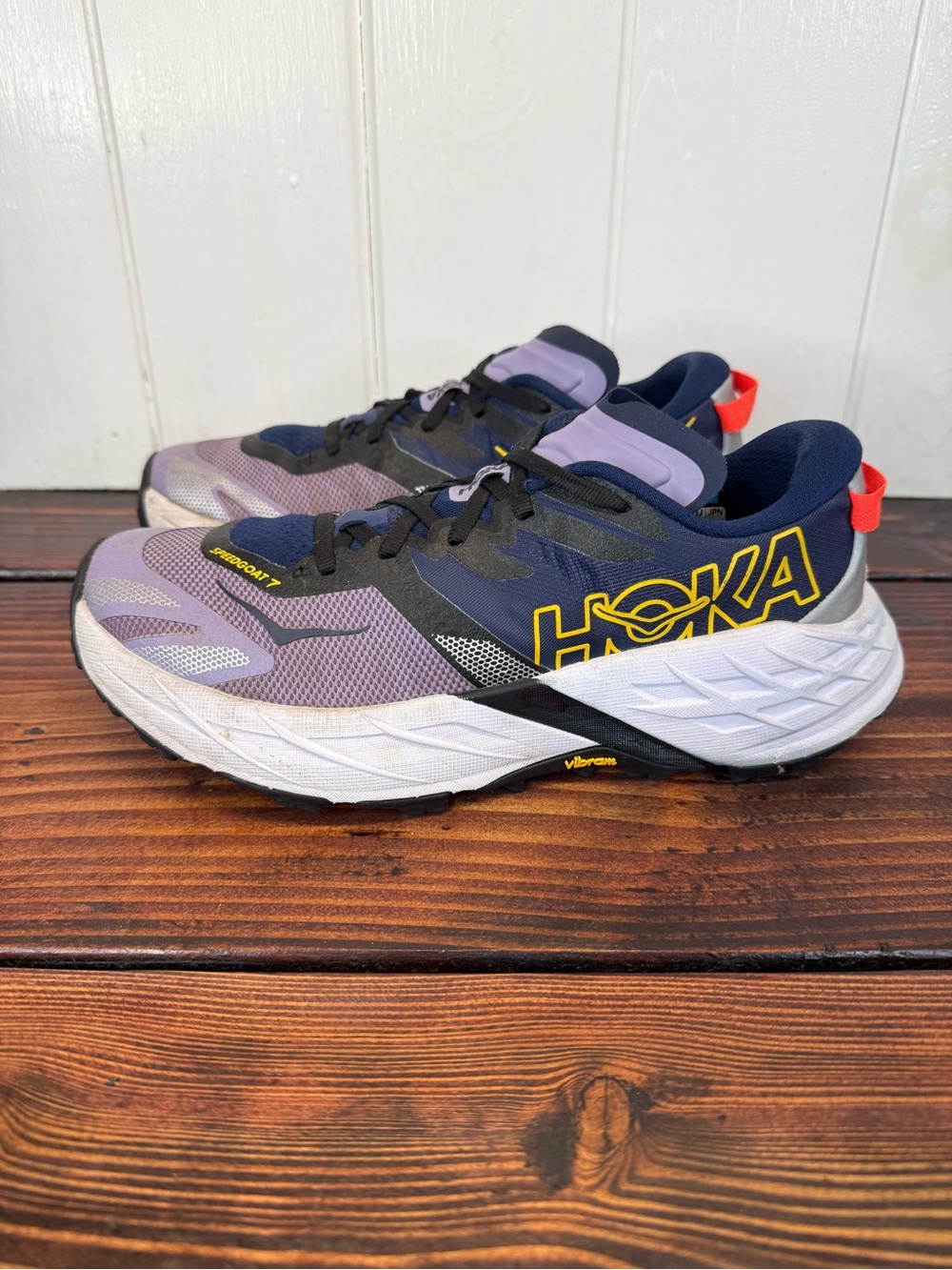 HOKA Speedgoat 7 Trail Running Shoes Berry Purple Navy Women’s 8.5